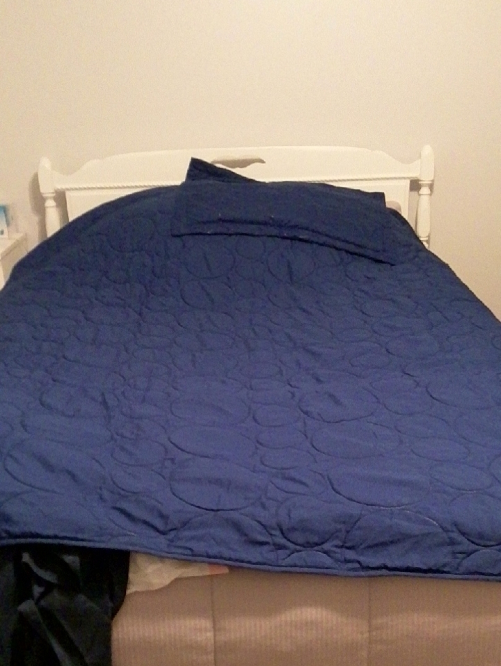 Navy Quilted Twin Bedspread Set - Classic Solid Navy. Picture is a Lighter.